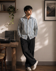 Blue Striped Cotton Oxford Shirt