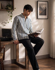 Blue Striped Cotton Oxford Shirt