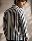 Blue Striped Cotton Oxford Shirt