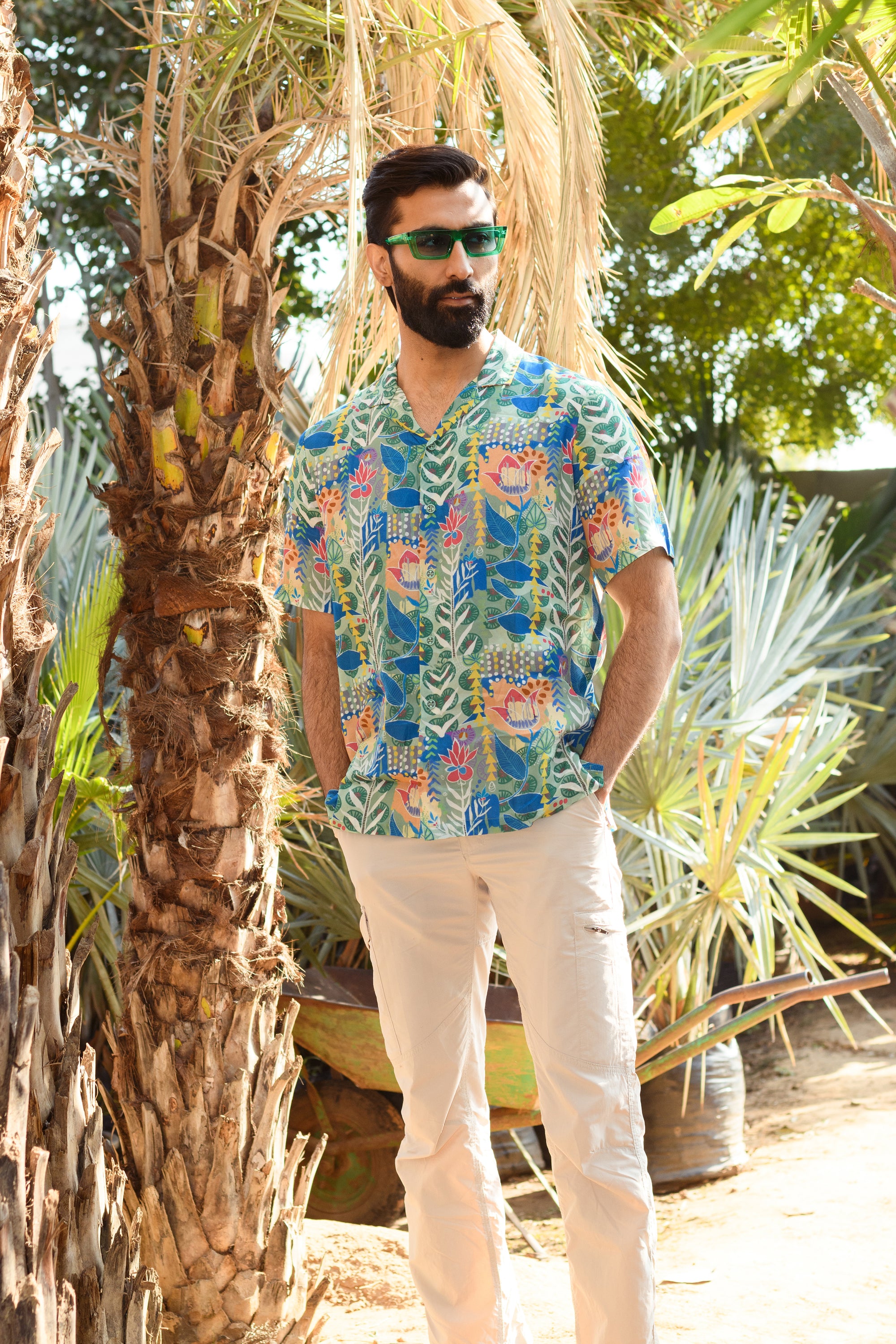 Justina Blue Floral - Russian - Oversize Hawaiin Collar Shirt