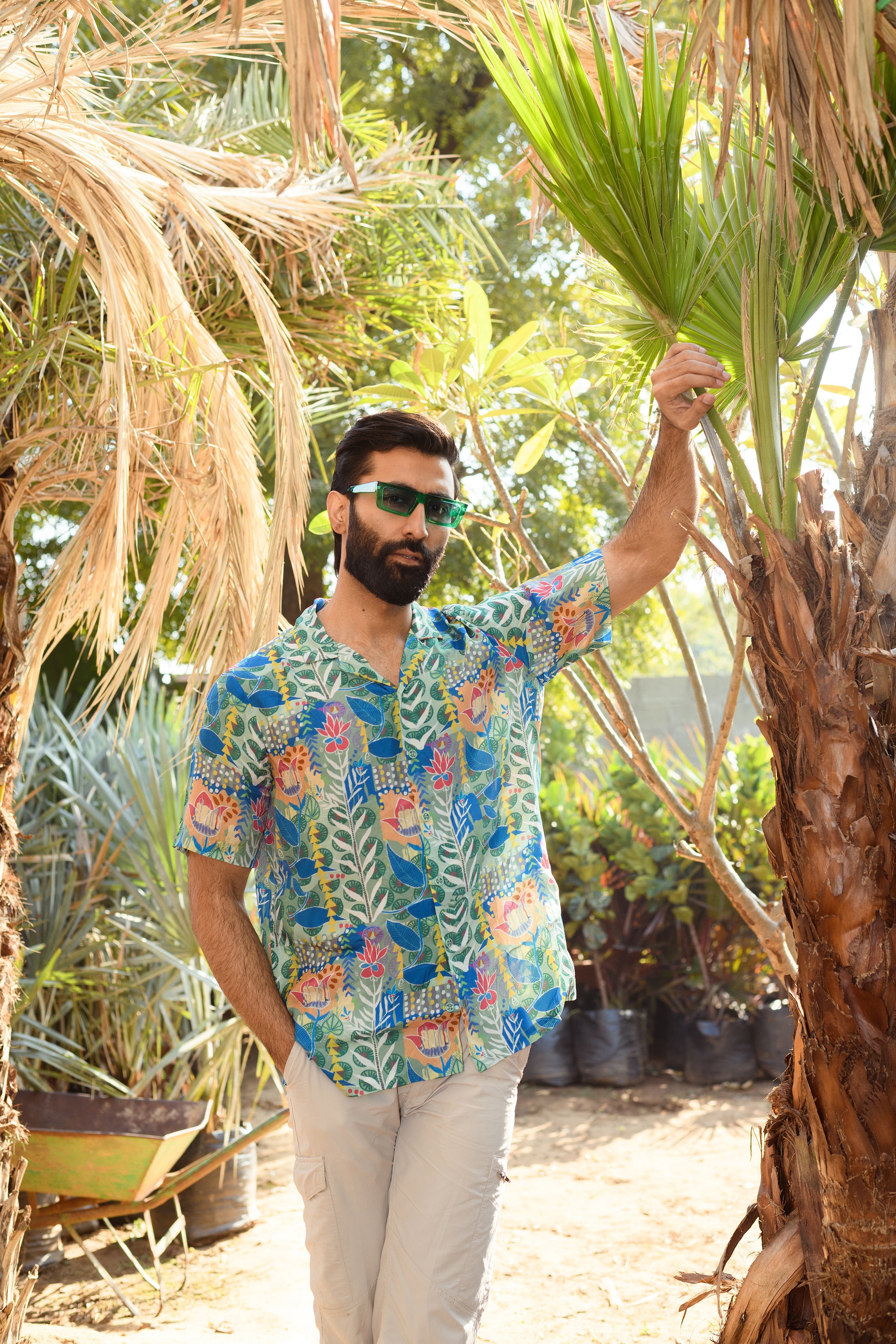 Justina Blue Floral - Russian - Oversize Hawaiin Collar Shirt