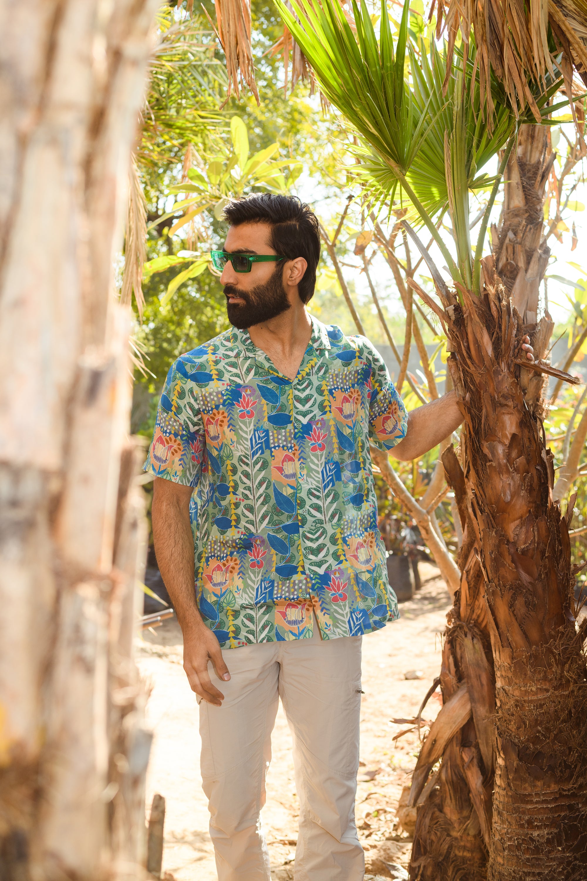 Justina Blue Floral - Russian - Oversize Hawaiin Collar Shirt