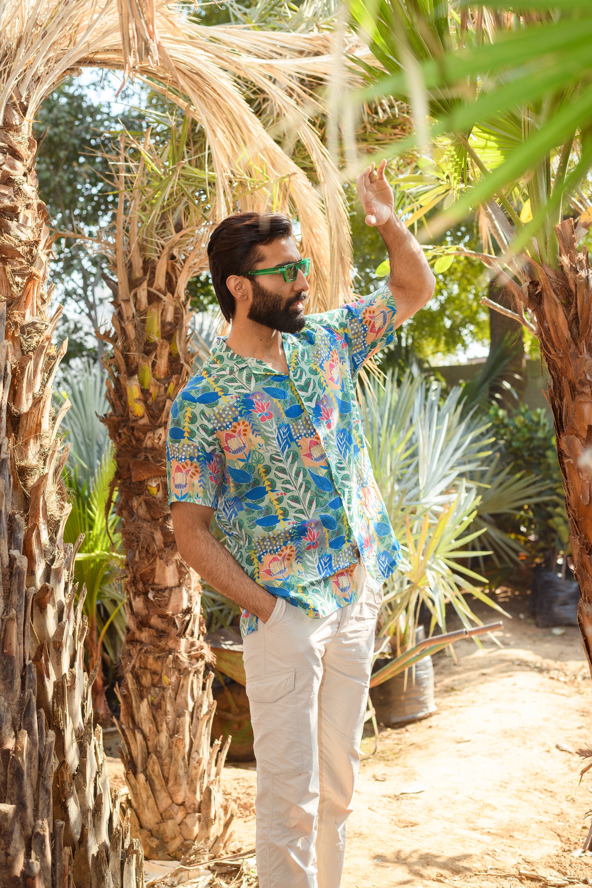 Justina Blue Floral - Russian - Oversize Hawaiin Collar Shirt