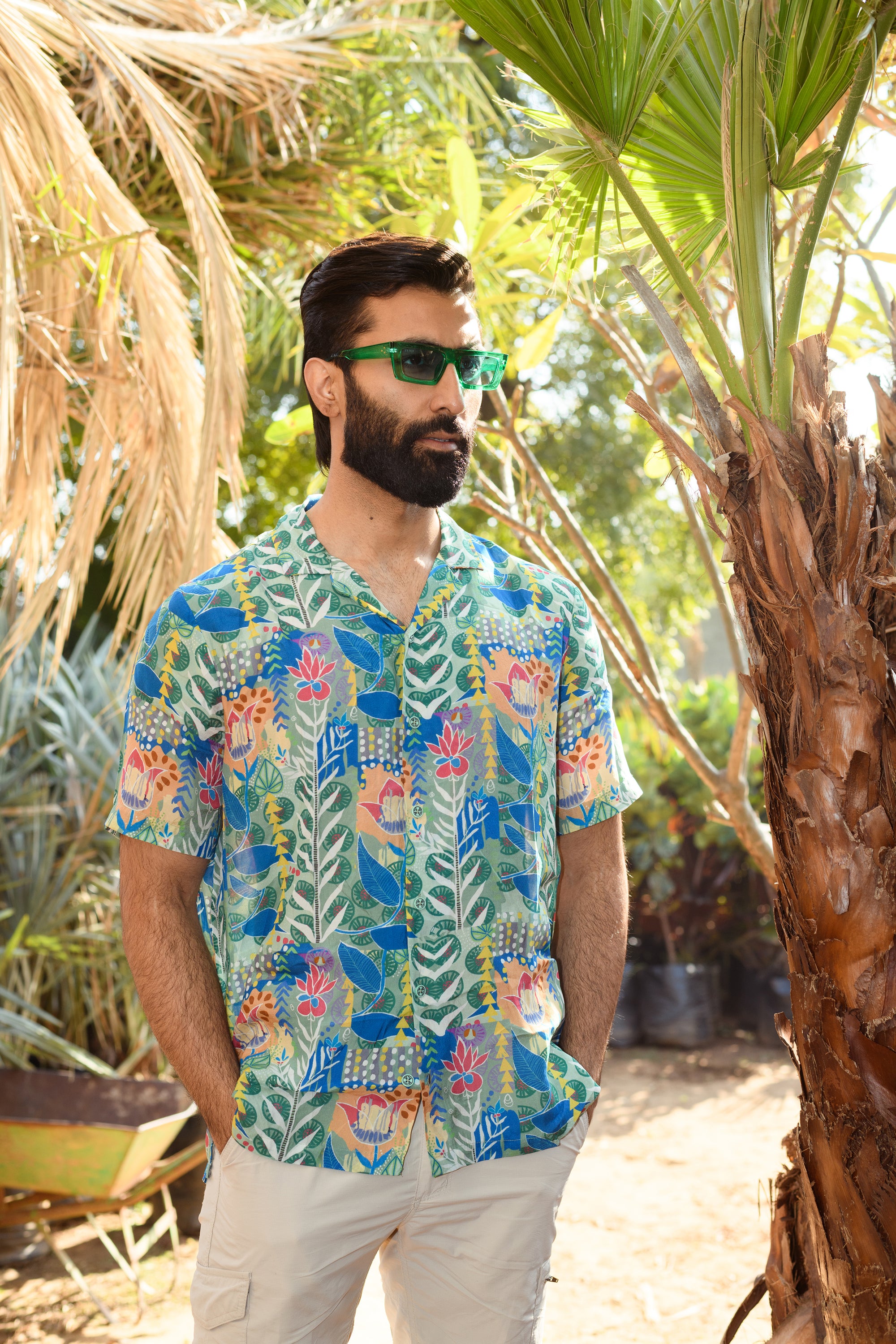 Justina Blue Floral - Russian - Oversize Hawaiin Collar Shirt