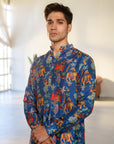 Jual Elephant Blue - Russian Silk - Ganganagry Kurta For Men