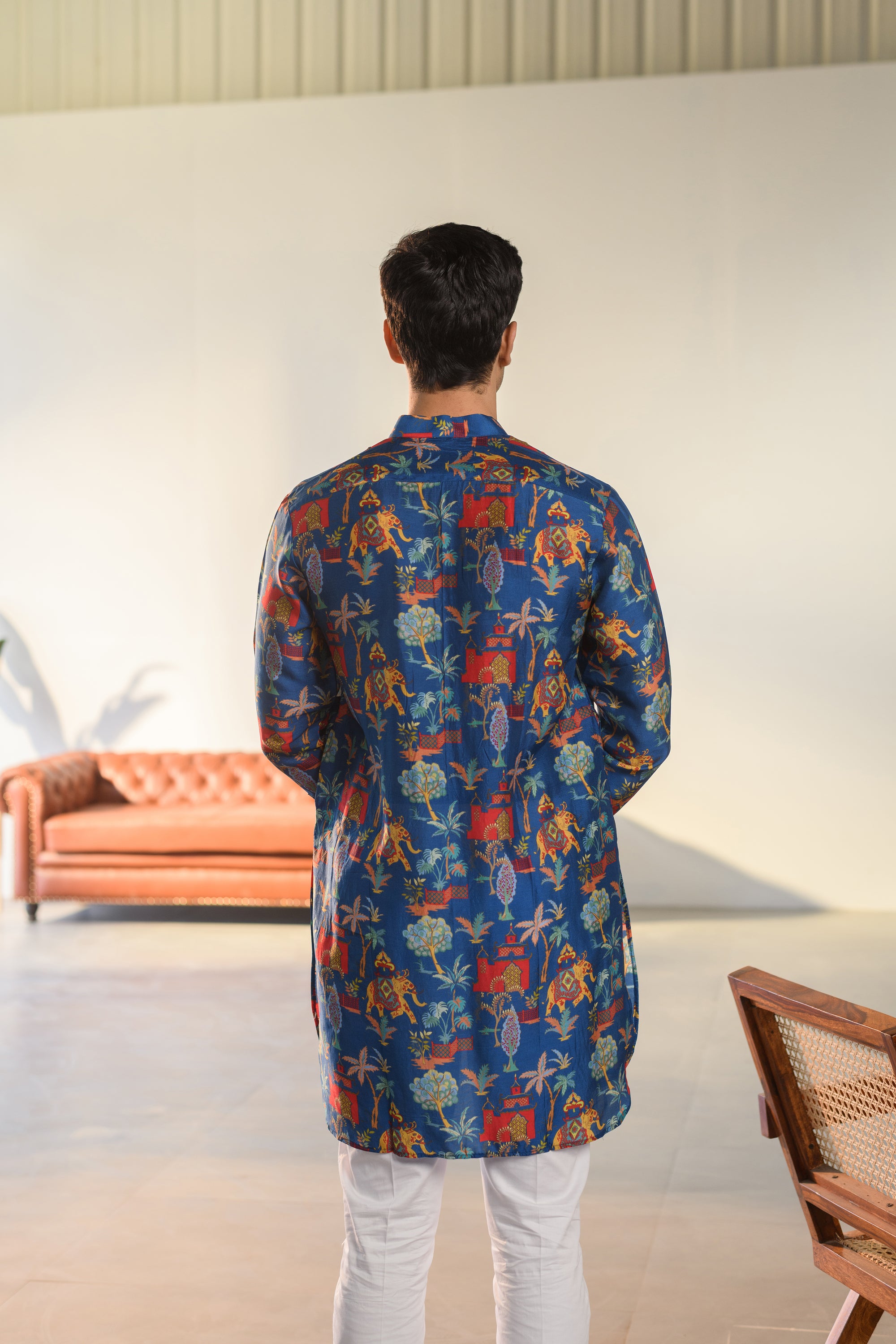 Jual Elephant Blue - Russian Silk - Ganganagry Kurta For Men