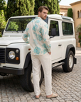 Seafoam Bloom in white Oxford Collar Shirt