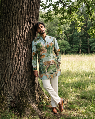 Wild Oasis Leopard Ganganagery Kurta