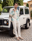 Seafoam Bloom in white Oxford Collar Shirt