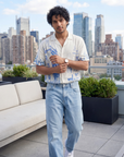 The Blue Facade Relaxed Fit Cuban  Shirt