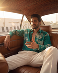 Seafoam Bloom in Green Oxford Collar Shirt