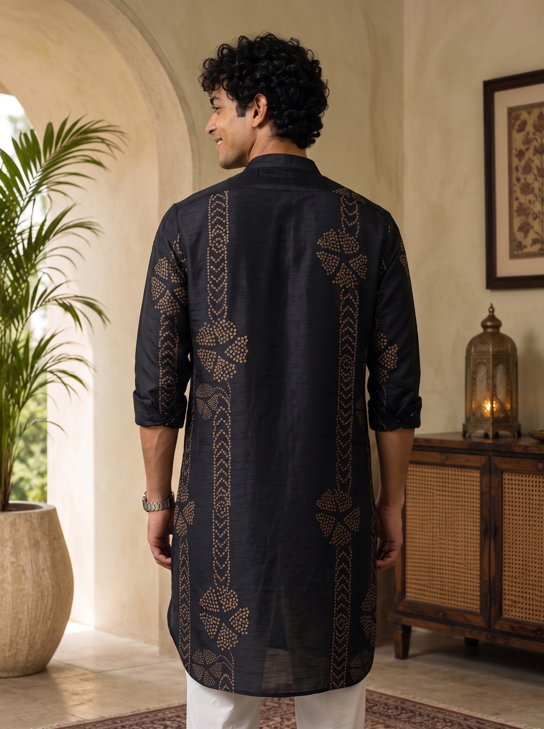 Emerald Dots Black Bandhani Ganganagery Kurta