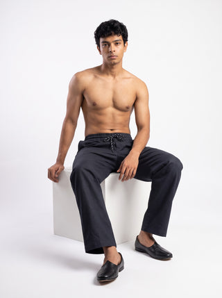 Black Relaxed Fit Drawstring Pants