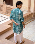 Teal Geometric Ganganagery Kurta