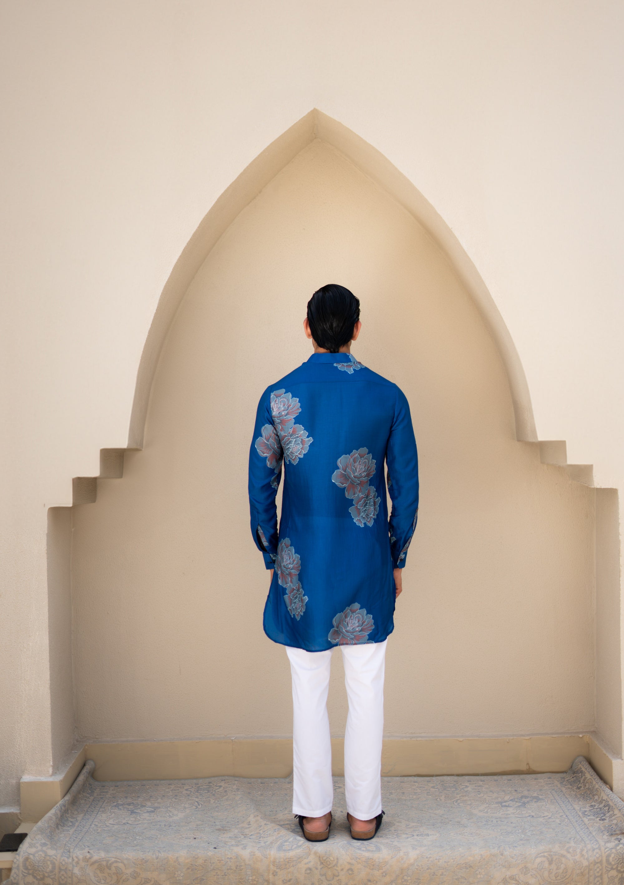 Floral Bliss Blue Ganganagery Kurta