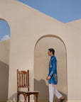 Floral Bliss Blue Ganganagery Kurta