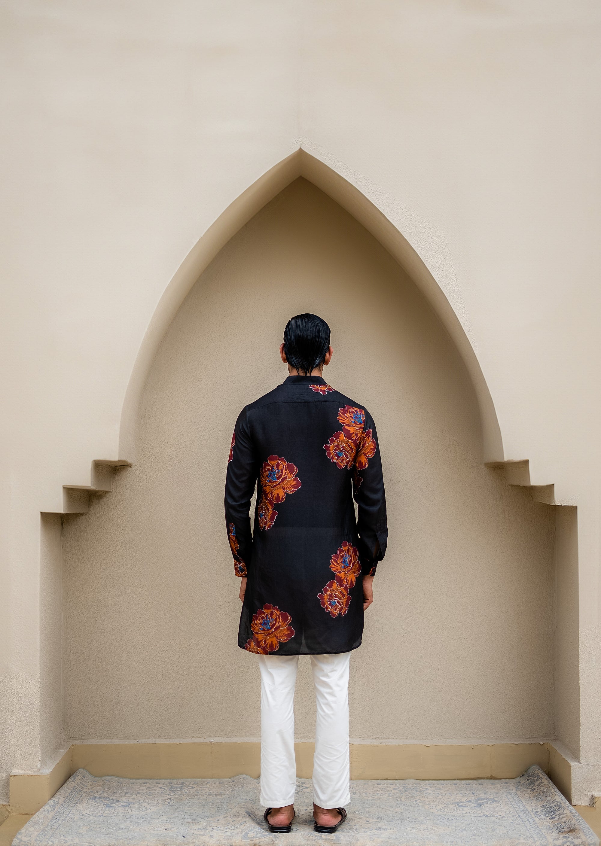 Floral Bliss Black Ganganagery Kurta