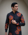 Floral Bliss Black Ganganagery Kurta