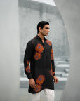 Floral Bliss Black Ganganagery Kurta