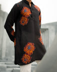 Floral Bliss Black Ganganagery Kurta