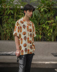Tribal Faces Yellow Oversize Shirt