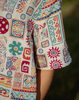 Abstract Earthy White Oversized Shirt