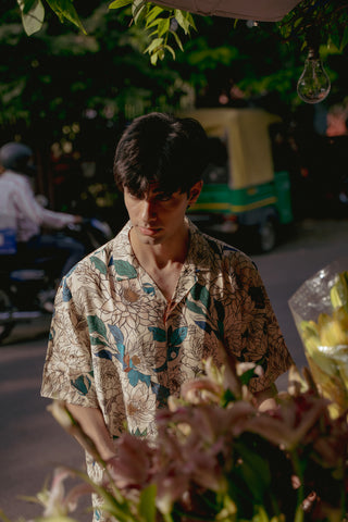 Green Leaf Floral Oversize Shirt