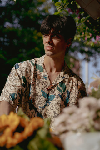 Green Leaf Floral Oversize Shirt