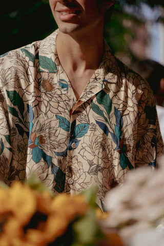 Green Leaf Floral Oversize Shirt