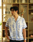 Royal Tigris White Relaxed Fit Cuban  Shirt