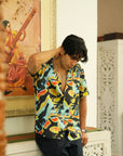 Solar Swirl Black Relaxed Fit Cuban  Shirt