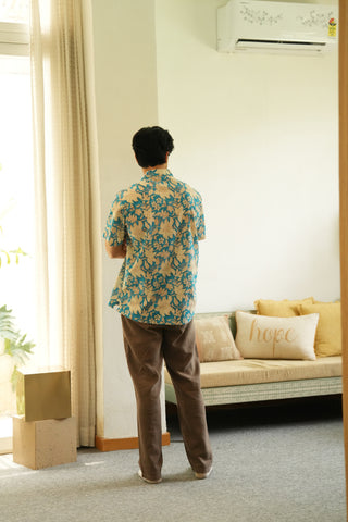 Azure Botanica Oversized Hawaiian Collar Shirt