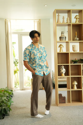 Azure Botanica Oversized Hawaiian Collar Shirt