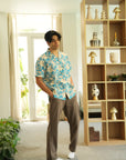 Azure Botanica Oversized Hawaiian Collar Shirt