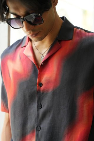 Majestic Blaze Relaxed Fit Cuban  Shirt