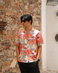 Solar Swirl Orange Relaxed Fit Cuban  Shirt