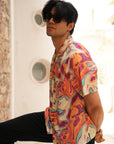 Solar Swirl Orange Relaxed Fit Cuban  Shirt