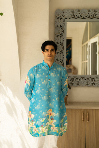 Aqua Blossom Ganganagery Kurta