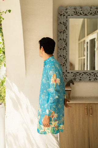 Aqua Blossom Ganganagery Kurta
