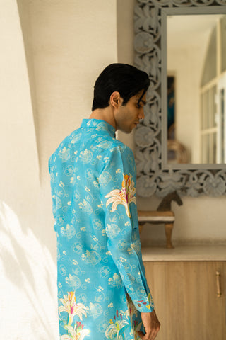 Aqua Blossom Ganganagery Kurta