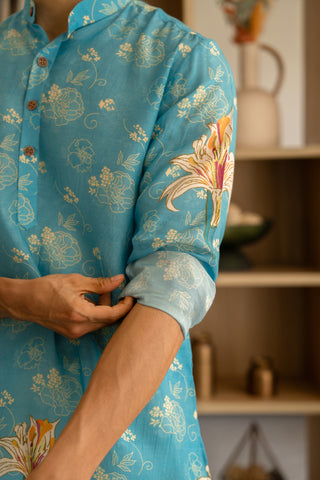 Aqua Blossom Ganganagery Kurta