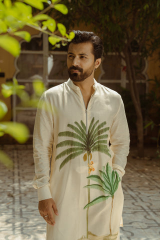 Palm Oasis Zipper Kurta