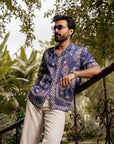 Royal Tigris Blue Relaxed Fit Cuban Collar Shirt