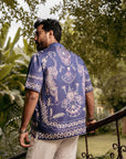 Royal Tigris Blue Relaxed Fit Cuban Collar Shirt