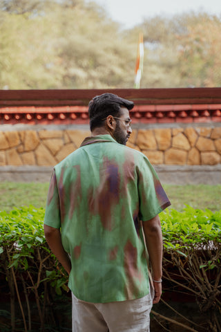 Abstract Ombre Olive Green Oversized Shirt