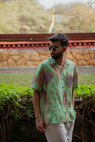 Abstract Ombre Olive Green Oversized Shirt