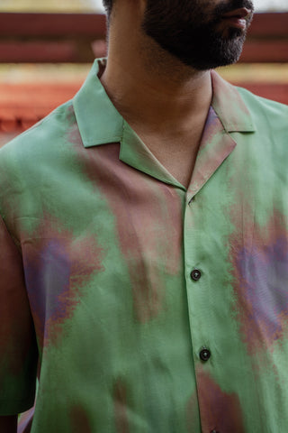 Abstract Ombre Olive Green Oversized Shirt