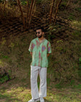 Abstract Ombre Olive Green Oversized Shirt