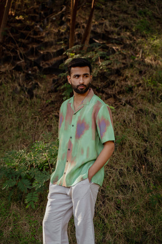 Abstract Ombre Olive Green Oversized Shirt