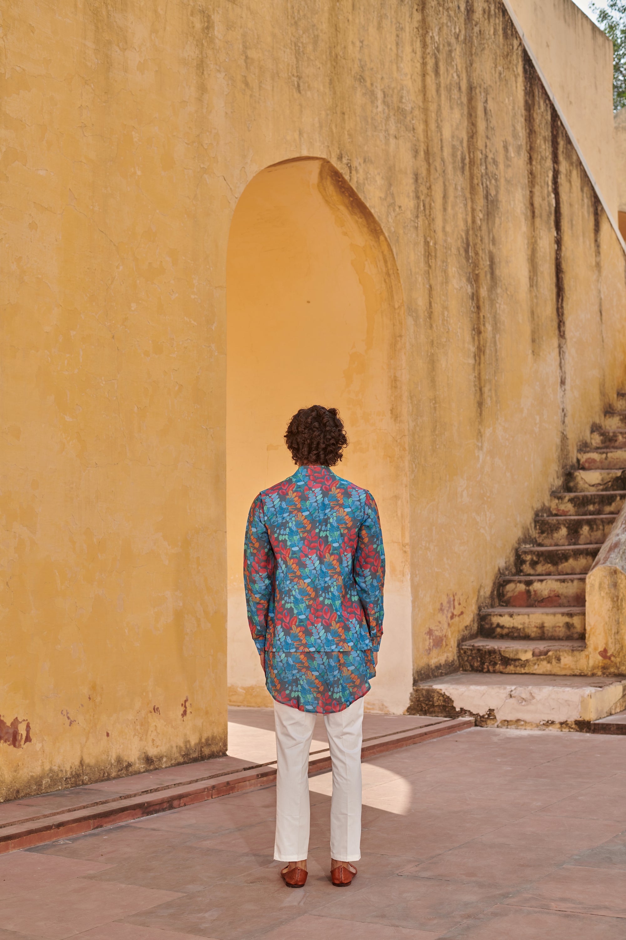 Jaco Floral Grey Kurta Jacket Set